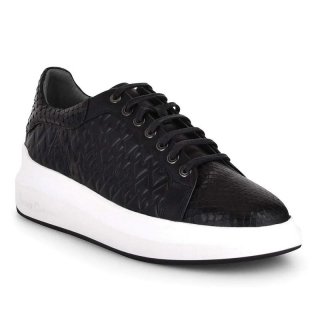 Cuadra Women's Genuine Python Black Leather Sneakers