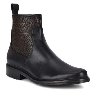 Cuadra Men's Hand-Painted Black Leather Engraved Boot