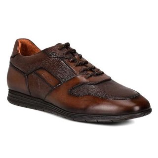 Cuadra Men's Hand-Painted Brown Bristol Leather Sneakers
