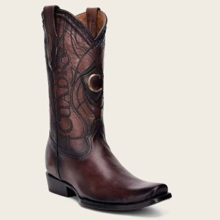 Cuadra Men's Engraved Brown Leather Western Boot-Bovine - Brown