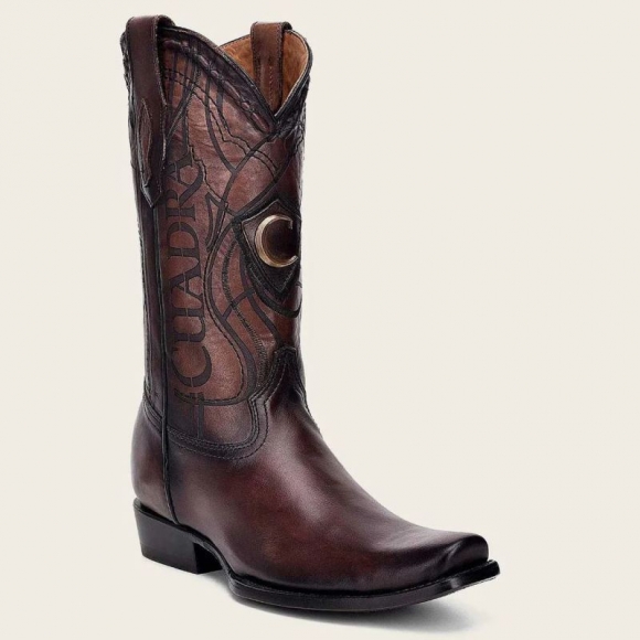 Cuadra Men's Engraved Brown Leather Western Boot-Bovine - Brown