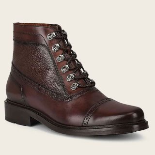 Cuadra Men's Hand-Painted Dark Brown Leather Casual Bootie
