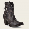 Cuadra Women's Genuine Python Embroidered Black Leather Bootie
