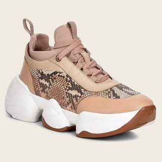 Cuadra Women's Genuine Python Peach Leather Sneakers