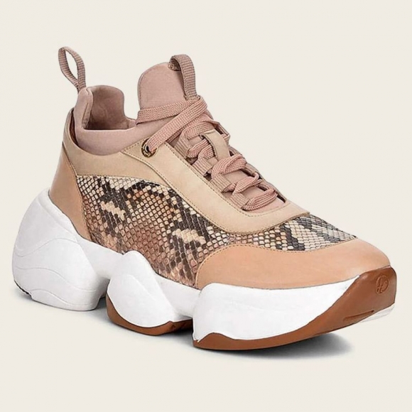 Cuadra Women's Genuine Python Peach Leather Sneakers