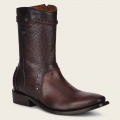 Cuadra Men's Hand-Painted Brown Contrasting Texture Leather Boot