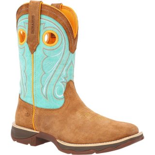 Durango Women's Lady Rebel by Durango Dusty Brown Sky Blue Western Boot-Dusty Brown Sky Blue