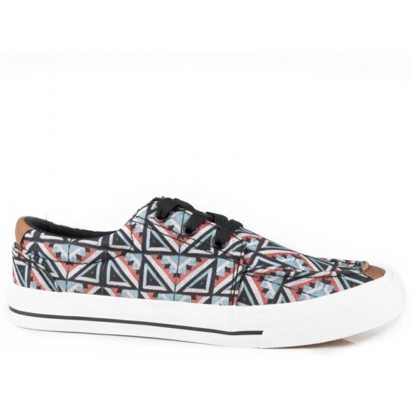 ROPER | WOMEN'S BLACK AZTEC CANVAS VULCANIZED LACE UP SHOE-BLACK