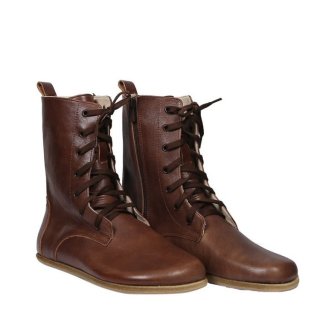 Women's Boots WIDE Zero Drop Barefoot DARK Brown Sooth Leather | Canada