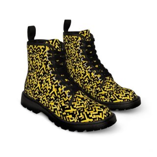 Men's Black and Yellow Canvas Boots | Canada