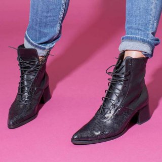 Women's Black Lace up Ankle Boots for Black Booties With Snake | Canada