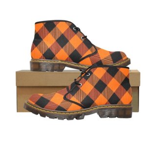 Women's Fall Autumn Orange & Black Checkered Plaid Canvas | Canada