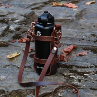Men's Adjustable Leather Water Bottle Carrier W/ Shoulder Strap | Canada