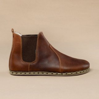 Men's Sustainable Barefoot Chelsea Boots Coffee Wide Toe Box | Canada