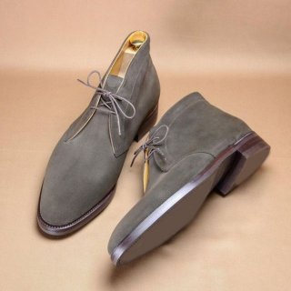 Men's Handmade Grey Color Half Ankle Genuine Leather Suede Stylish | Canada