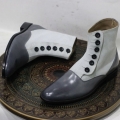 Men's Handmade Leather White Gray Ankle Button Boots Causal | Canada