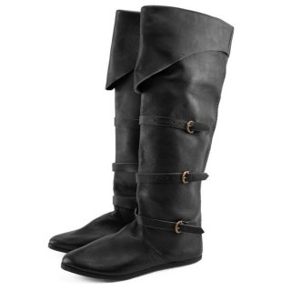Men's Late Medieval Cuffed Boots Black | Canada