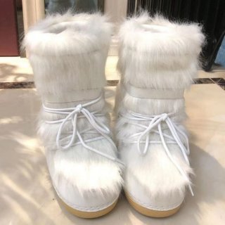 Women's Boots White Fluffy Winter Fur Size Snow Faux Warm Furry | Canada