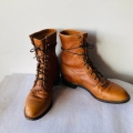 Women's Sz 10 D Vintage Warm Caramel Brown Leather Justin Lace up | Canada