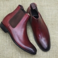 Men's Bespoke Handmade Burgundy Color Genuine Leather Ankle High | Canada