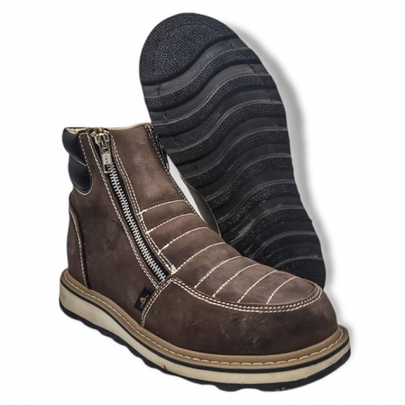 Men's Oil Resistant WORK BOOT Double Zipper Chocolate | Canada