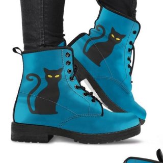 Women's Blue Cat Boot Shoes Boots Vegan Leather Combat | Canada