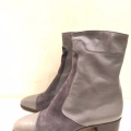 Men's Vintage Heeled Ankle Boots for in Gray Leather and Suede | Canada