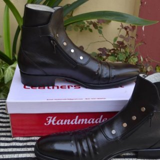 Men's Handmade Italian Black Ankle High Jodhpur Buckle Boots With | Canada