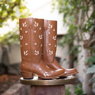 Women's Flower Boots Leaf Brown | Canada