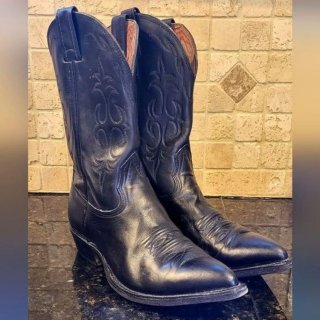 Men's Vintage Nocona Black Leather Western Cowboy Boots | Canada