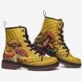 Men's Mushroom Boots Yellow Boots Vegan Leather Lace up Combat Boots | Canada
