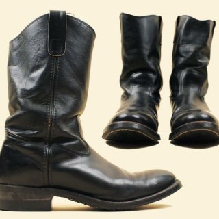 Women's 70s Vtg Black Pull on Boots Motorcycle Biker Punk Cowboy Metal | Canada