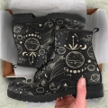 Women's Combat Boots Moon Phases Abstract Leather Boots | Canada