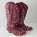 Women's Red Cowboy Boots Vintage Embroidered Cowgirl Boots Western | Canada