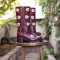 Women's Flower Boots Burgundy Red | Canada