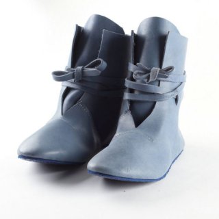 Women's Blue Real Leather Booties Navy Leather Medieval Style Festival | Canada