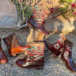Women's Handmade Leather Boots Boots With Vintage Moroccan | Canada