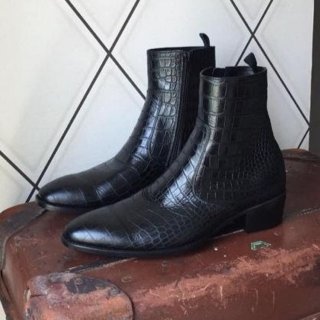 Men's Pure Handmade Leather Zipper Ankle Boots for Gifts | Canada