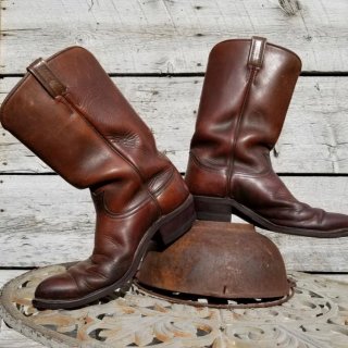 Men's Vintage Black Label Tony Lama Cowboy Boots Brown Leather | Canada