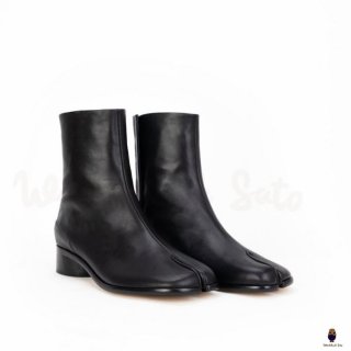 Women's Womens/Leather Tabi Split-toe Black Boots With 3cm Heel | Canada