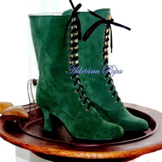 Women's Emerald Green Boots Victorian Boots Emerald Green Suede | Canada