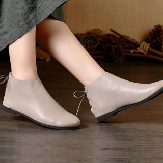 Women's Handmade Gray Shoesankle Bootsoxford Fall Shoes Flat | Canada