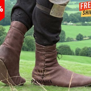 Men's Renaissance Medieval Boots Lace up Viking Pirate | Canada