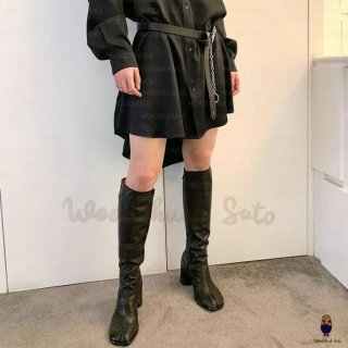 Men's Black Leather Knee Boots | Canada