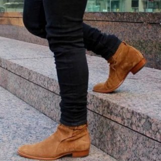 Men's Handmade Tan Suede Jodhpurs Boot Tan Brown Ankle | Canada