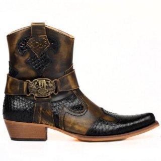 Men's Footcourt Brown Cowboy Ankle Boots for Black Snake | Canada
