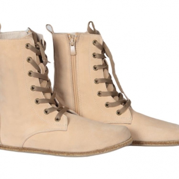 Women's Handmade LONG Boots Zero Drop Barefoot CREAM NUBUCK | Canada