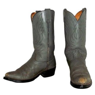 Men's Vintage Cowboy Boots 8.5 EE Extra Wide Width Gray Leather | Canada