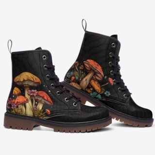 Men's Mushroom Boots Rave Boots Festival Boots Black Mushroom Vegan | Canada