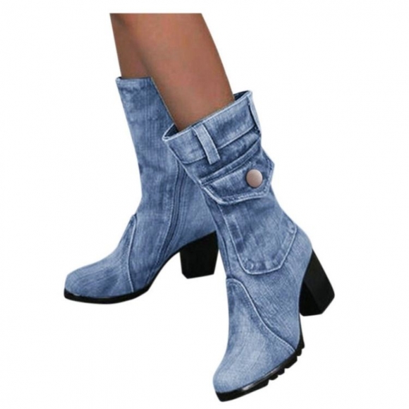 Women's Blue Jeans Boots Mid-rise Boots Rome Slip-on | Canada